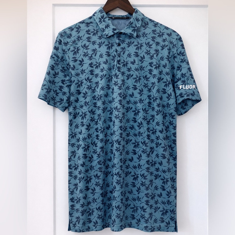 TravisMathew Blue Floral Golf Polo Shirt